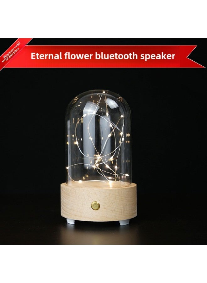 Eternal Flower Speaker Bluetooth Glass Cover Music Box Music Ball Crystal Ball Eternal Flower Device-Dimensions:Button Version Gift Box