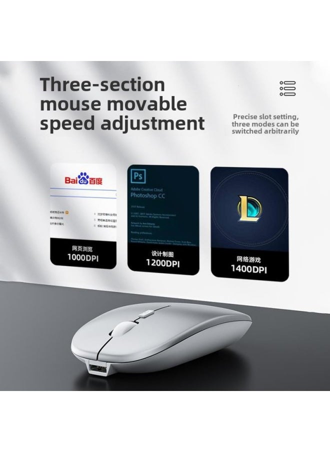 Wireless Mouse Bluetooth Dual-mode Rechargeable Silent Silent Game Business Office Tablet Notebook Desktop Wholesale-Specification:Silver/wireless Version  Silent + Rechargeable + Free Mouse Pad - Official Standard