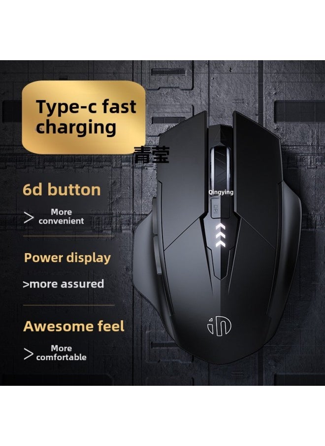 6 Bluetooth Wireless Mute Game E-sports Mouse Charging English Laptop Three-mode Fick Office-Specification:✅Qingying Flagship Bluetooth Three-mode Qingying Computer Tablet Phone Can Be Used. Gray Qingying Official Standard Configuration