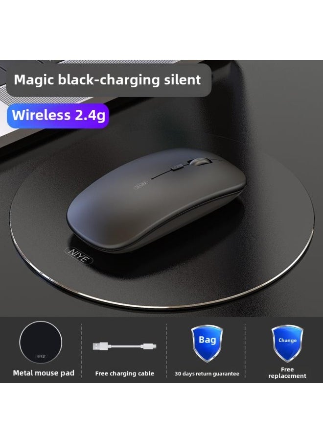 Wireless Mouse Bluetooth Dual-mode Rechargeable Silent Silent Game Business Office Tablet Notebook Desktop Wholesale-Specification:Magic Black/wireless Deluxe Edition  Free Aluminum Alloy Mouse Pad - Official Standard