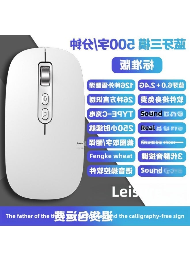 Translation Input Microphone Voice Control Speech Wireless AI Recognition Flying Intelligent Communication Bluetooth Voice Mouse Typing-Specification:Qingying Graphite Black Professional Edition Qingying 1000 Words/minute丨99% Recognition Rate丨super Long Battery Life