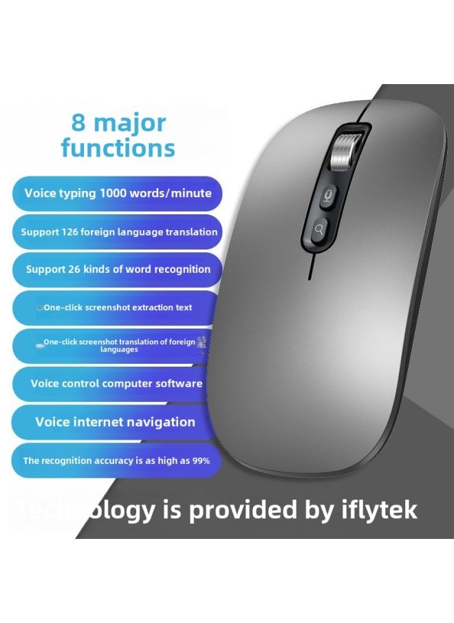 Translation Input Microphone Voice Control Speech Wireless AI Recognition Flying Intelligent Communication Bluetooth Voice Mouse Typing-Specification:Qingying Graphite Black Professional Edition Qingying 1000 Words/minute丨99% Recognition Rate丨super Long Battery Life