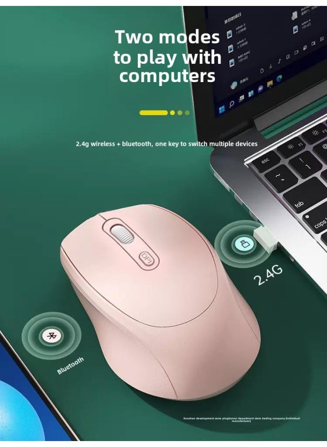Girl's Notebook Office Charging Silent Bluetooth Wireless Mouse Xiaomi Mouse Lenovo Game-Specification:Lake Green/single Mode [2.4g Wireless Version Qingying—charging/silent Button—free Mouse Pad