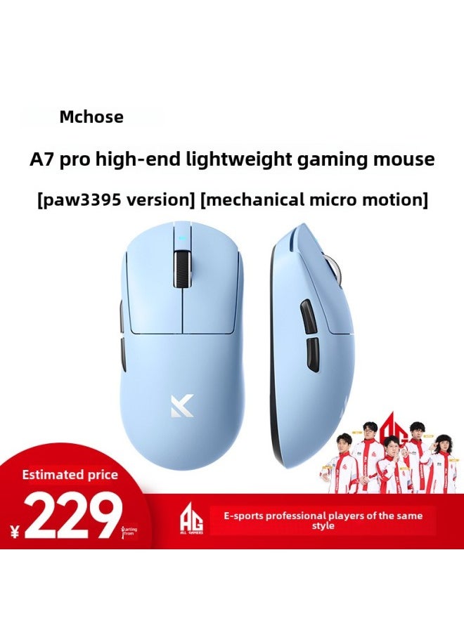 MCHOSEA7 Mouse E-sports Game Three-mode Pro Wireless Bluetooth PAW3395 Lightweight Computer Office-Specifications:A7 Pro Blue