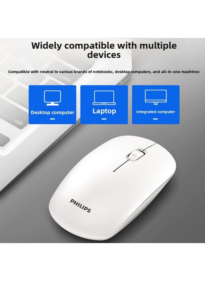 Philips SPK7315 2.4g Wireless Mouse Laptop Desktop Computer Power Saving Portable Business Office Mouse-Specifications:Battery Edition White