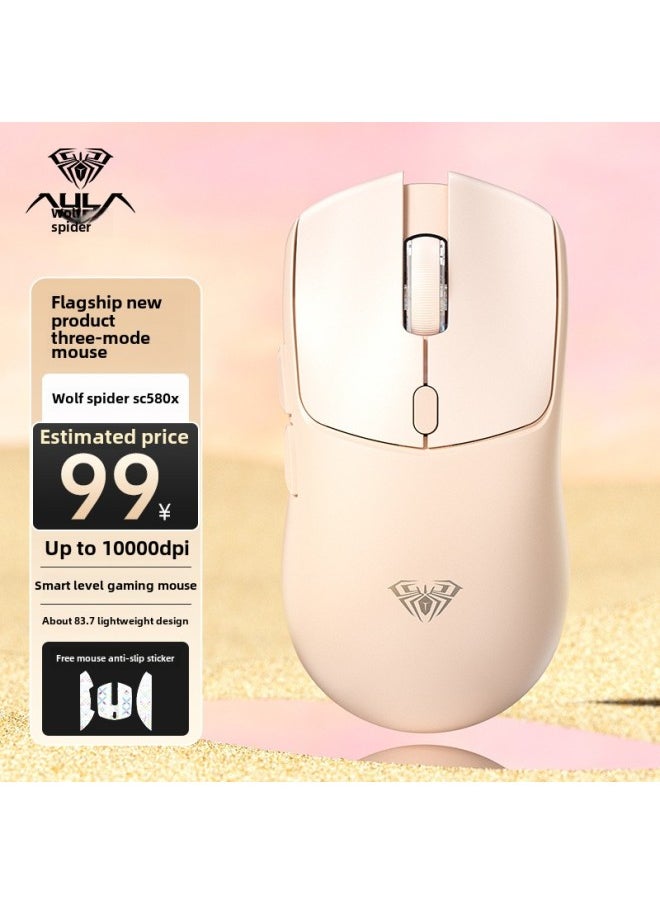 SC580 Wireless Mouse Three-Mode Bluetooth 2.4g Wired E-Sports Game Notebook Desktop Computer Office-Specifications: Wireless Three-mode-10000dpi-free Anti-slip Sticker-official Standard
