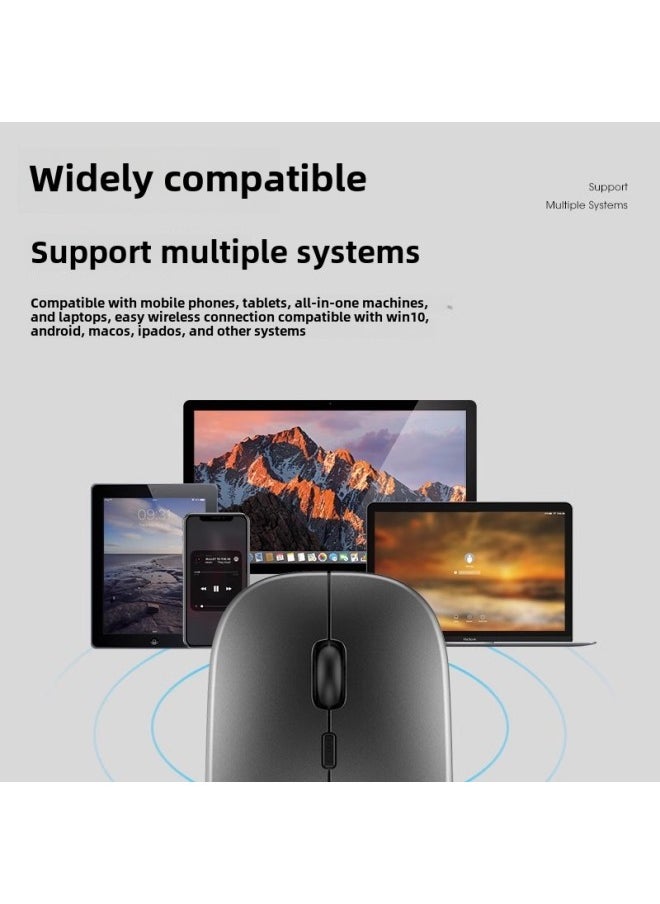 Wireless Mouse Bluetooth Dual-Mode Rechargeable Silent Silent Game Business Office Tablet Laptop Desktop Computer-Specification:Gray/wireless Version  Silent + Rechargeable + Free Mouse Pad - Official Standard
