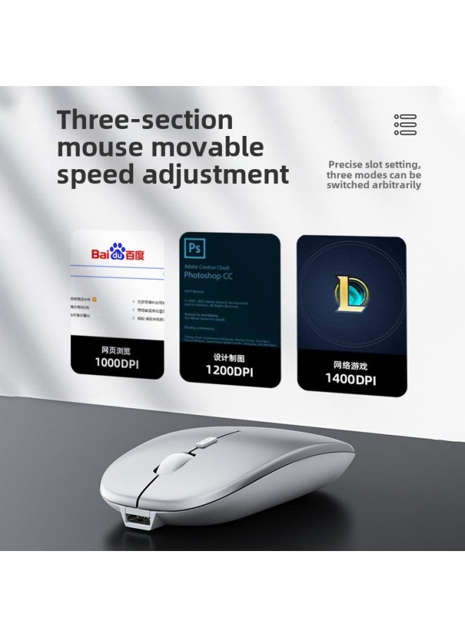 Wireless Mouse Bluetooth Dual-Mode Rechargeable Silent Silent Game Business Office Tablet Laptop Desktop Computer-Specification:Gray/wireless Version  Silent + Rechargeable + Free Mouse Pad - Official Standard