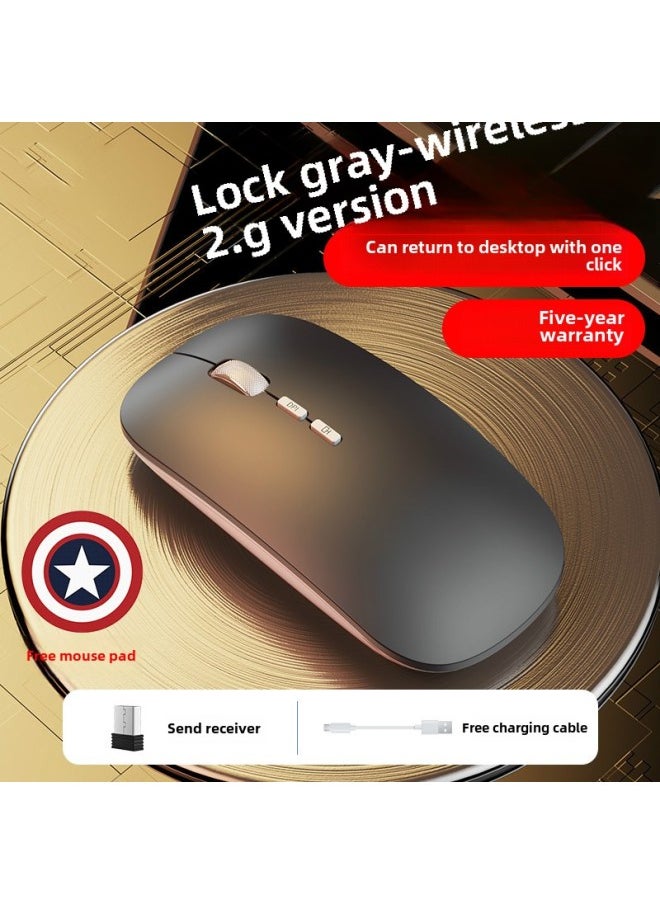 Wireless Mouse Bluetooth Dual-Mode Rechargeable Silent Silent Game Business Office Tablet Laptop Desktop Computer-Specification:Gray/wireless Version  Silent + Rechargeable + Free Mouse Pad - Official Standard