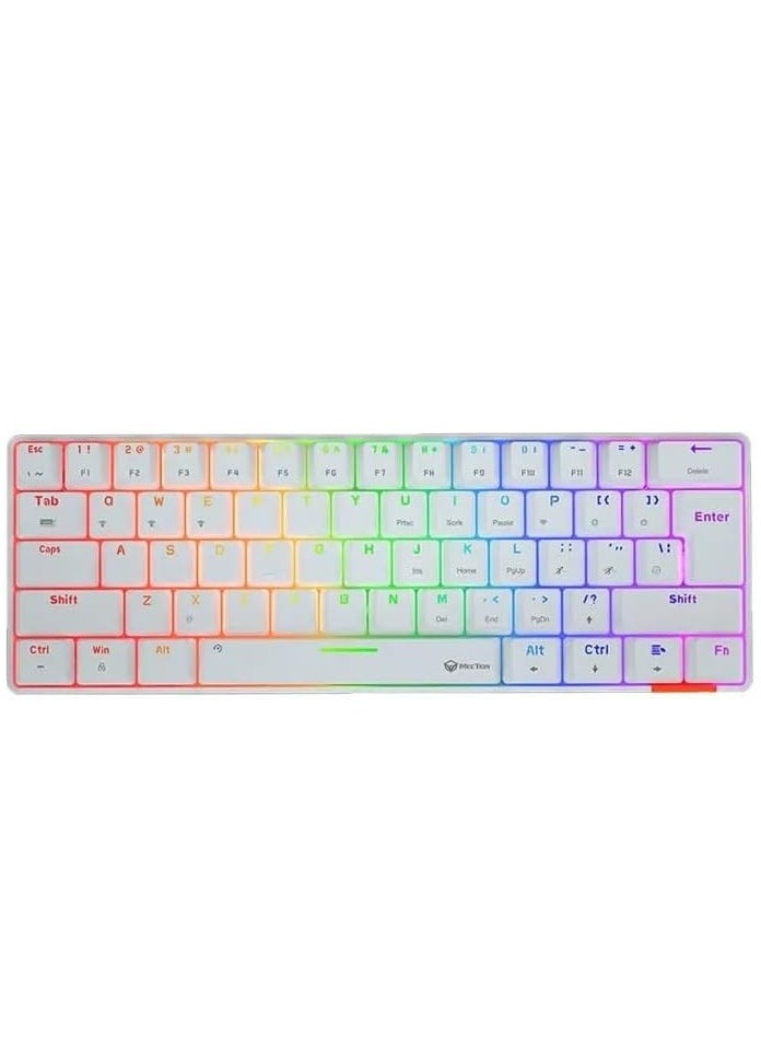 Meetion MK005 60% Gaming Keyboard 12 Multimedia Shortcuts Keys With True Mechanical Fixed Shaft LED Backlight Brightness Adjustable Wired Anti-Ghosting Mechanical Keyboard For Windows And Mac White