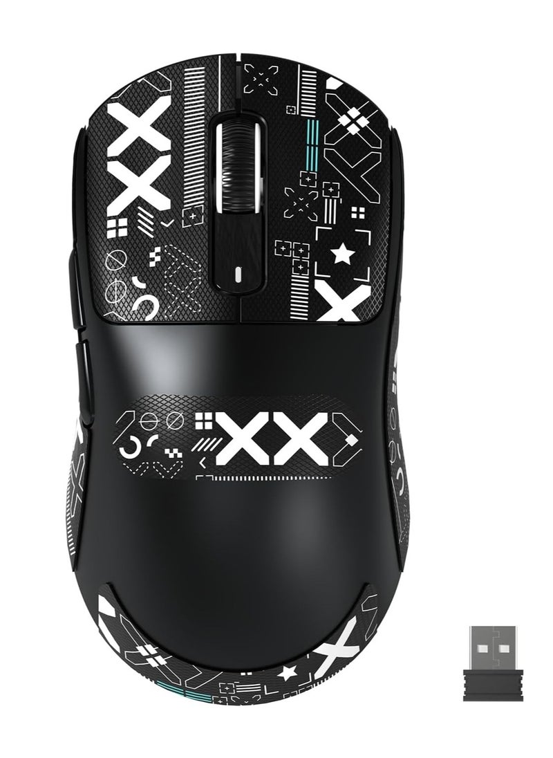 ATTACK SHARK X3MAX Wireless Gaming Mouse,PixArt PAW3950 Gaming Sensor,Up to 42K DPI,100 Million Micro,49g Lightweight Tri-Mode(BT5.2/2.4Ghz/Wired) Mice with Coiled Cable-Black&Tape