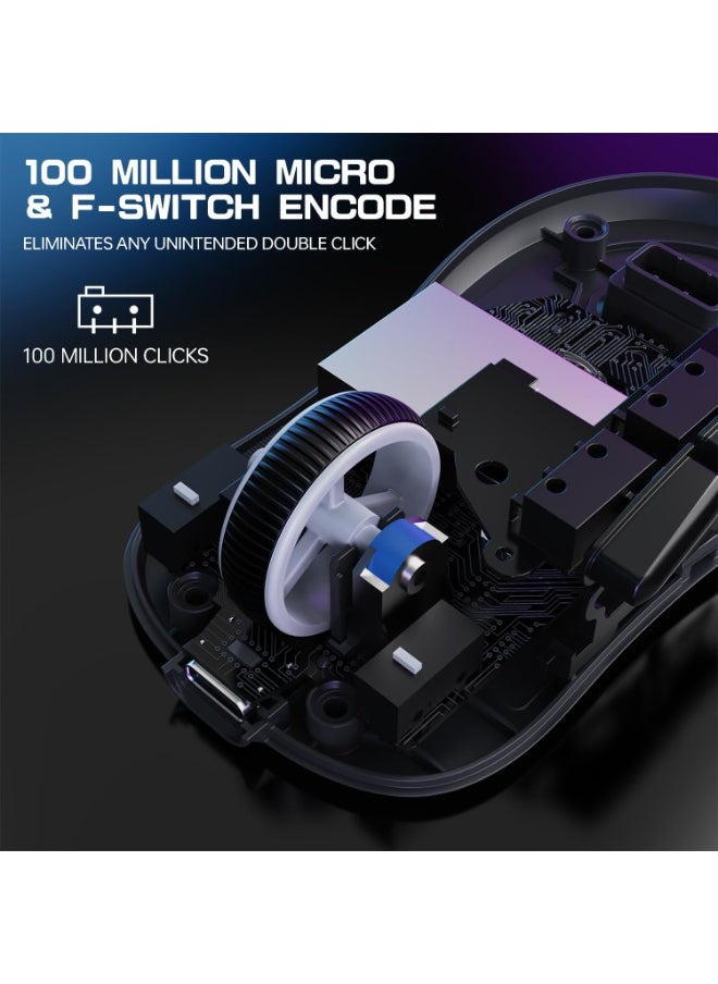 ATTACK SHARK X3MAX Wireless Gaming Mouse,PixArt PAW3950 Gaming Sensor,Up to 42K DPI,100 Million Micro,49g Lightweight Tri-Mode(BT5.2/2.4Ghz/Wired) Mice with Coiled Cable-Black&Tape