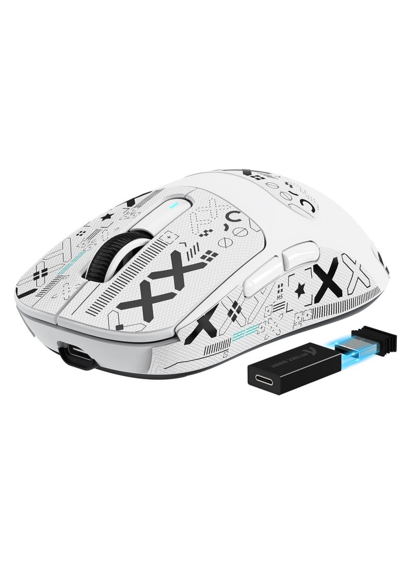 ATTACK SHARK X3PRO 4K/8K Lightweight Wireless Gaming Mouse with Tri-Mode(Wired/2.4GHz/BT),PAW3395 Optical Sensor,26K DPI,Kailh GM8.0 Switch,Long Battery,7 Buttons for PC/Laptop/Win/Mac(White+Sticker)