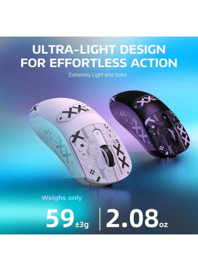 ATTACK SHARK X3PRO 4K/8K Lightweight Wireless Gaming Mouse with Tri-Mode(Wired/2.4GHz/BT),PAW3395 Optical Sensor,26K DPI,Kailh GM8.0 Switch,Long Battery,7 Buttons for PC/Laptop/Win/Mac(White+Sticker)
