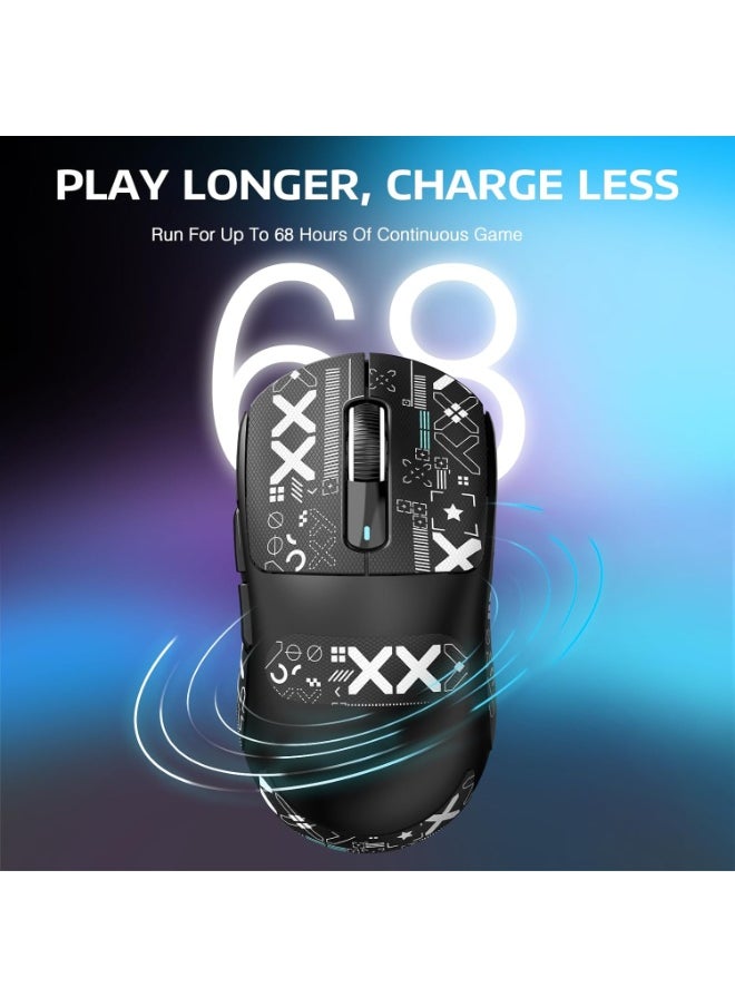 ATTACK SHARK X3PRO 4K/8K Lightweight Wireless Gaming Mouse with Tri-Mode(Wired/2.4GHz/BT),PAW3395 Optical Sensor,26K DPI,Kailh GM8.0 Switch,Long Battery,7 Buttons for PC/Laptop/Win/Mac(Black+Sticker)