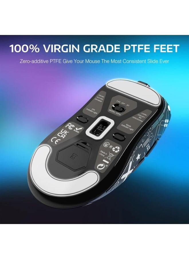 ATTACK SHARK X3PRO 4K/8K Lightweight Wireless Gaming Mouse with Tri-Mode(Wired/2.4GHz/BT),PAW3395 Optical Sensor,26K DPI,Kailh GM8.0 Switch,Long Battery,7 Buttons for PC/Laptop/Win/Mac(Black+Sticker)