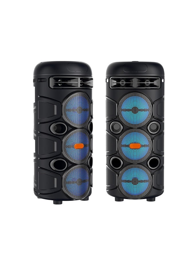 Dual 4-inch Wireless Bluetooth Speaker Outdoor Household Portable High-power Heavy Subwoofer Microphone K Song Square Dance Speaker
