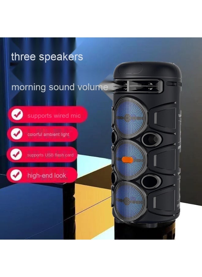 Dual 4-inch Wireless Bluetooth Speaker Outdoor Household Portable High-power Heavy Subwoofer Microphone K Song Square Dance Speaker