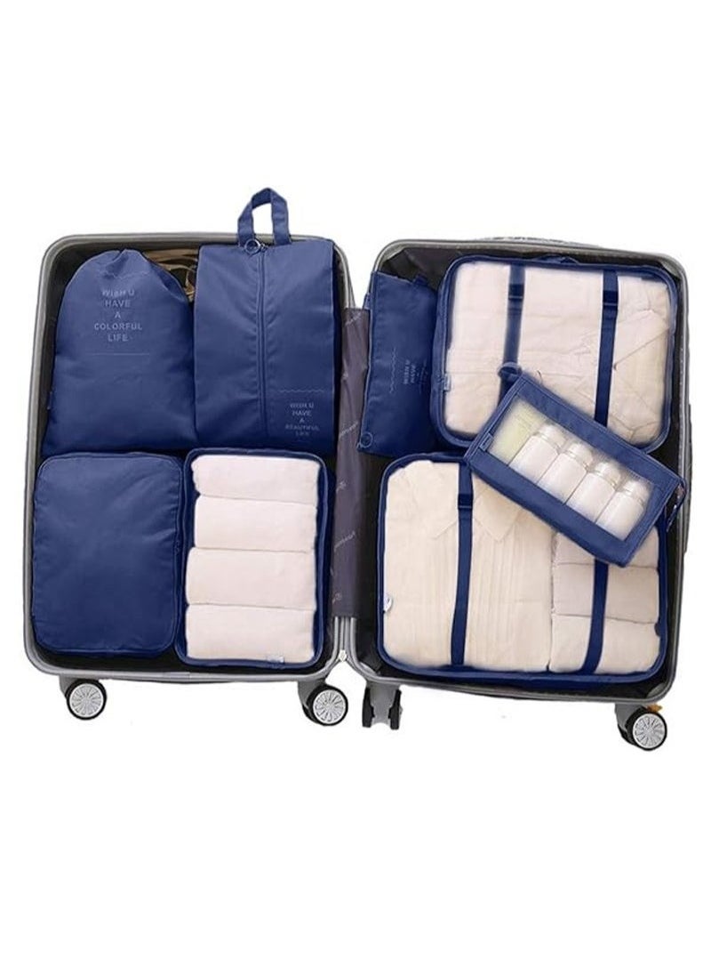 8-piece travel organizer luggage set suitable for digital toiletries and cosmetics storage bags, suitable for clothes, shoes, suitcases and travel bags