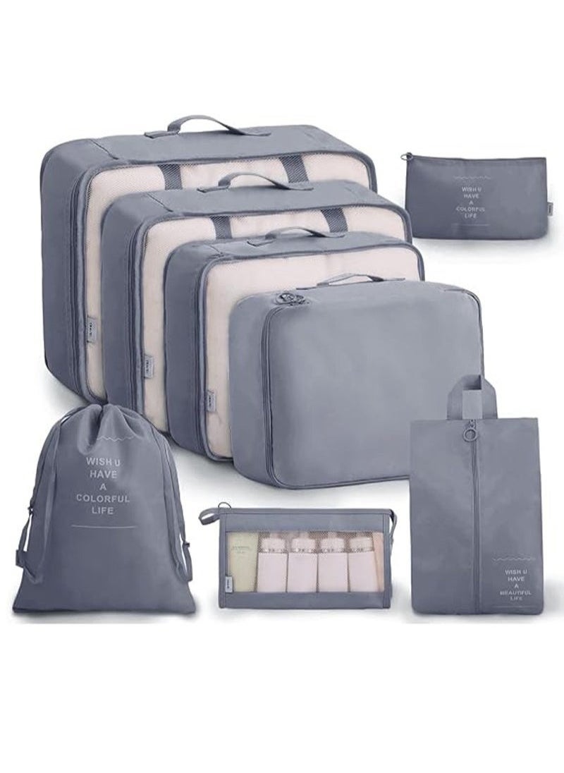 8-piece travel organizer luggage set suitable for digital toiletries and cosmetics storage bags, suitable for clothes, shoes, suitcases and travel bags