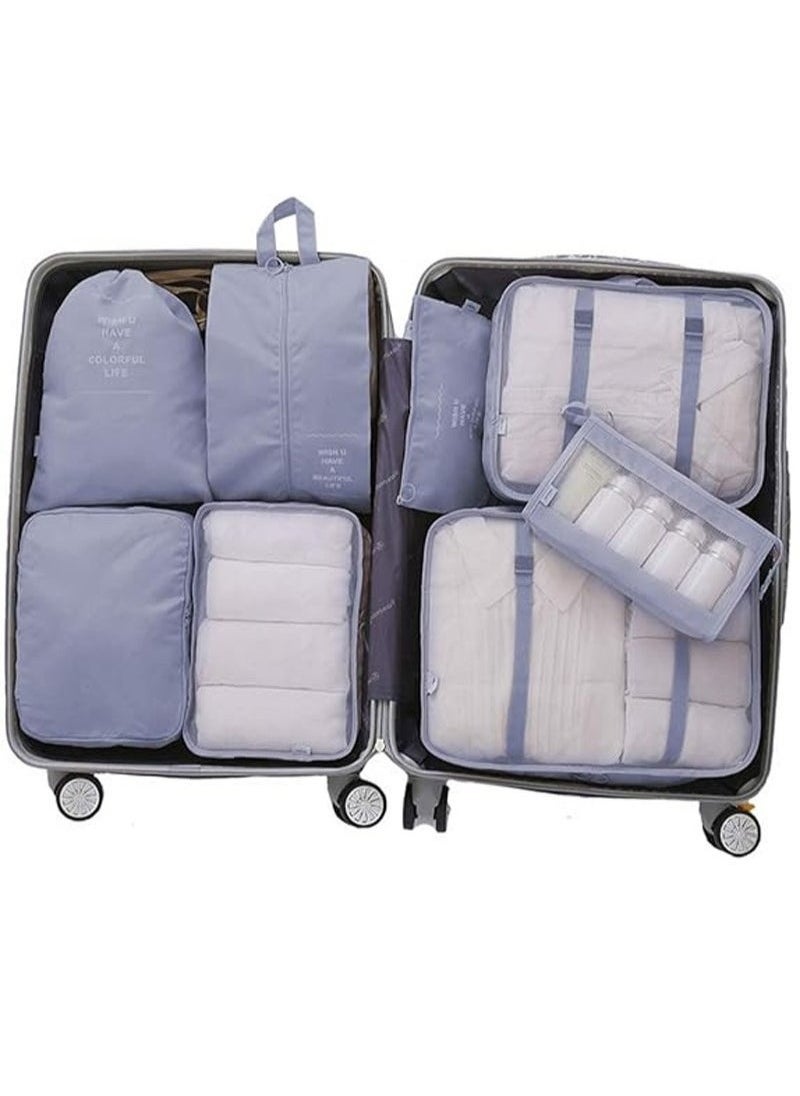 8-piece travel organizer luggage set suitable for digital toiletries and cosmetics storage bags, suitable for clothes, shoes, suitcases and travel bags