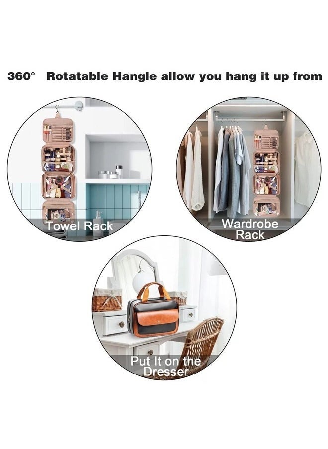 Toiletry Bag, Hanging Travel Makeup Bag for Women, Large Waterproof Cosmetic Bags Travel Organizer Full Sized Container with Elastic Band Holders for Toiletries, Cosmetics, Brushes, Bottle