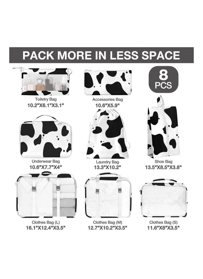 8-piece travel organizer luggage set suitable for digital toiletries and cosmetics storage bags, suitable for clothes, shoes, suitcases and travel bags