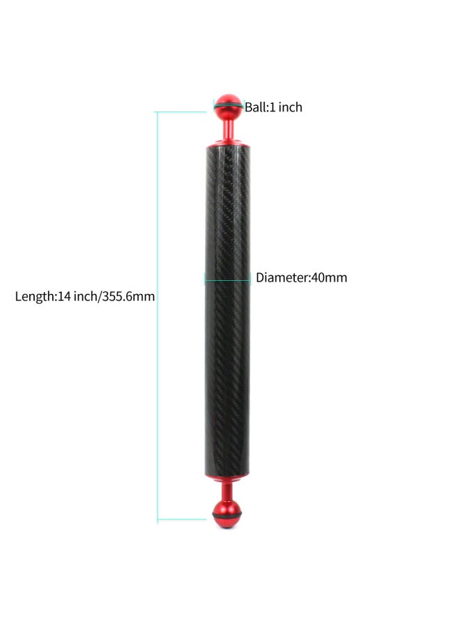 BGNING Diving Photography Carbon Fiber Buoyancy Arm Diameter 40mm One Inch Double Ball Head Handheld Bracket Photography Equipment-Color: Buoyancy 241g