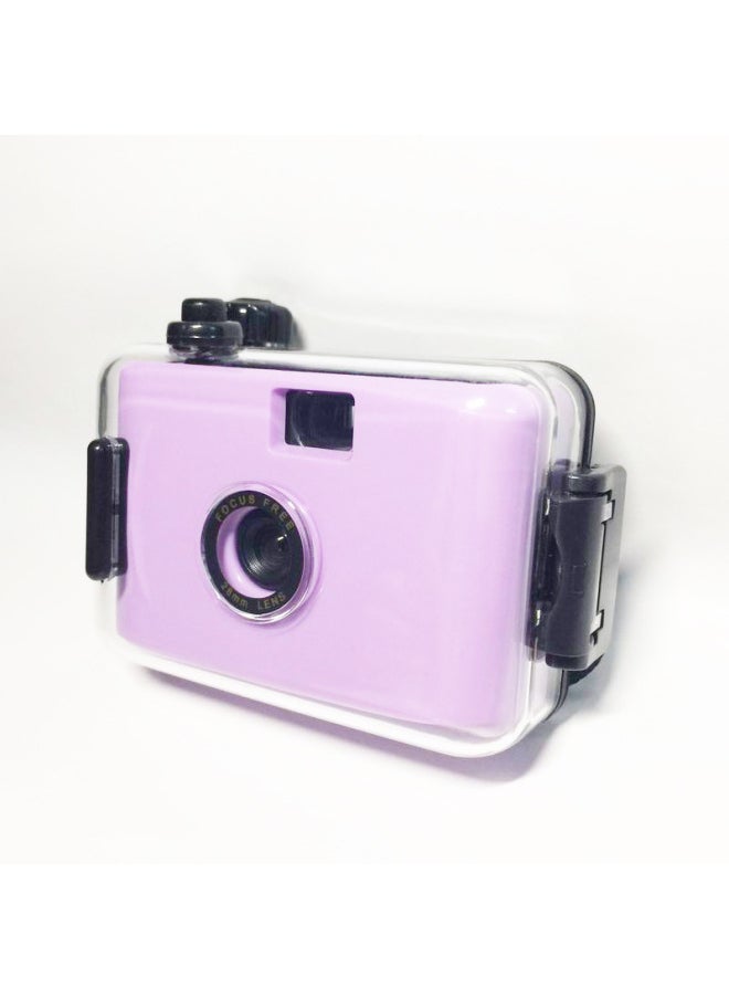 Purple Black Shell Non-disposable Fool Film Camera Portable Small Mini Cartoon Manual Mechanical Camera In Stock-Color:Purple White Shell