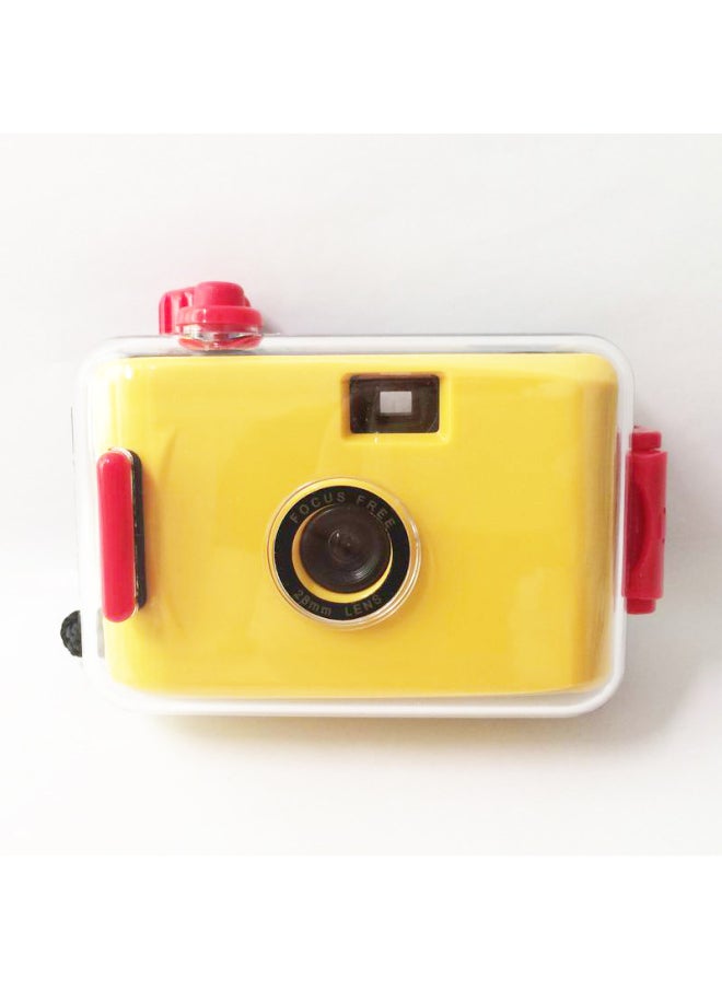 Light Yellow Red Case Film Camera Retro Trendy Non-disposable Practical Film Small Mini Camera For Boys And Girls-Color:Light Yellow Green Shell