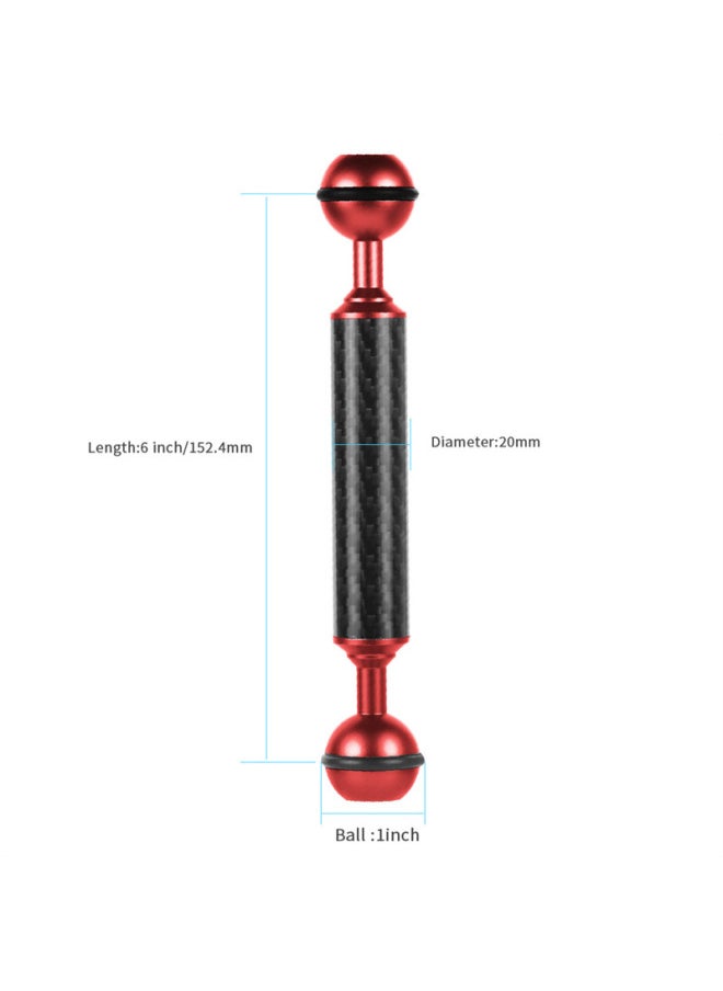 XINTE/XINTE Diving Photography Lamp Arm One-inch Double Ball Head Ultra Light Carbon Fiber Light Repair Connecting Arm Lengthened Transfer-Color:Red -6 Inches