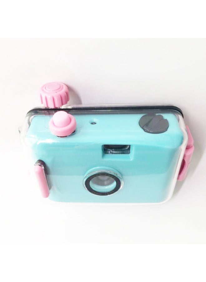 Cyan Powder Shell Film Film Retro Cute Waterproof Fool Camera Student Couple Valentine's Day Birthday Gift-Color:Cyan Black Shell