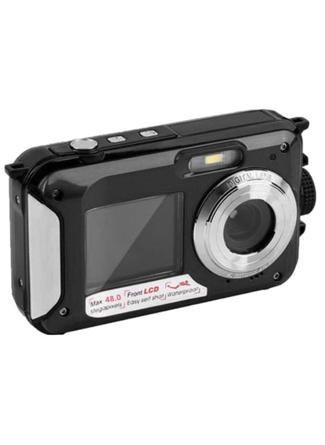 External Single Underwater Camera Full HD 2.7K 48MP Waterproof Snorkeling Dual Screen Waterproof Camera Digital-Color:Standard Blue Five Languages