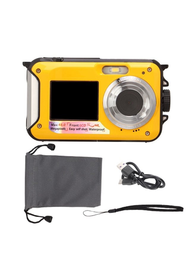 External Single Underwater Camera Full HD 2.7K 48MP Waterproof Snorkeling Dual Screen Waterproof Camera Digital-Color:Standard Blue Five Languages