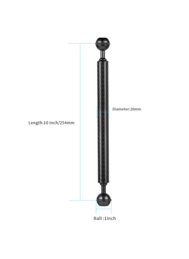 XINTE/XINTE Diving Photography Lamp Arm One-inch Double Ball Head Ultra Light Carbon Fiber Light Repair Connecting Arm Lengthened Transfer-Color:Black -10 Inches