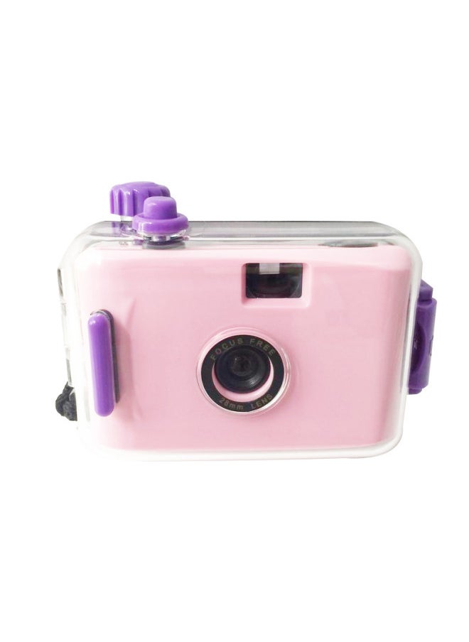 Light Pink Purple Shell Retro 35MM Disposable Film Camera Manual Fool Camera Children Gift Wedding-Color:Light Pink Purple Shell