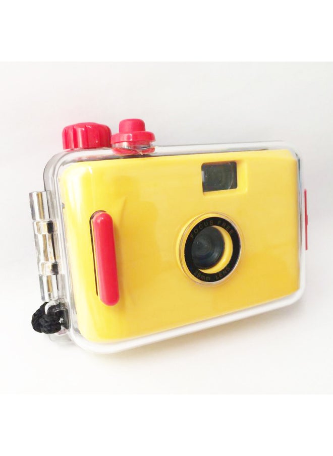 Light Yellow Red Case Film Camera Retro Trendy Non-disposable Practical Film Small Mini Camera For Boys And Girls-Color:Light Yellow And Blue Shell