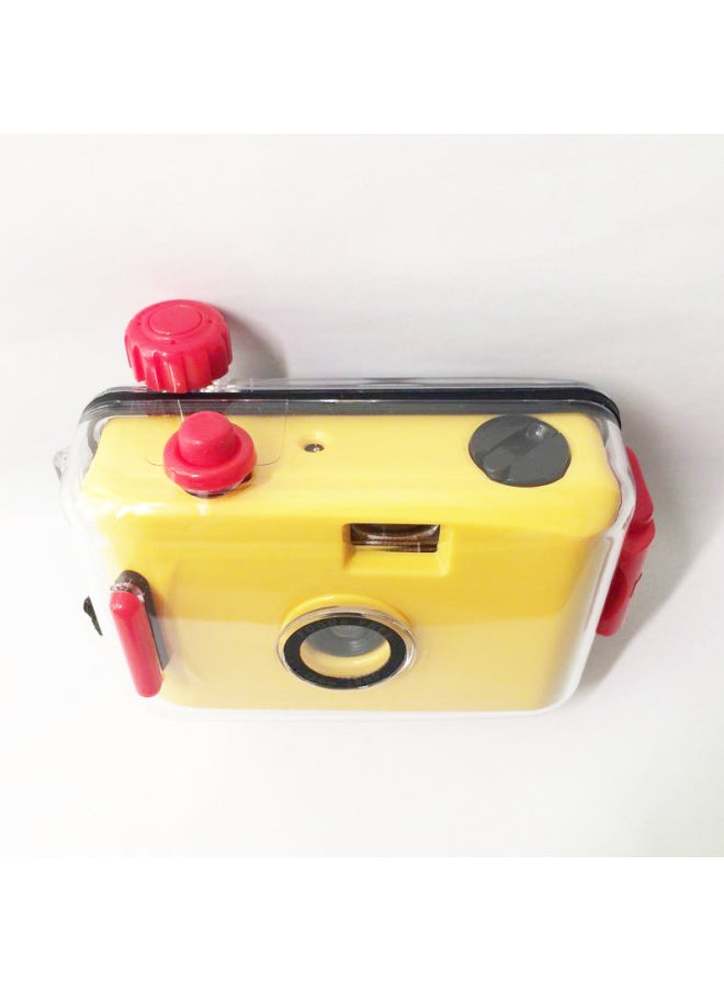 Light Yellow Red Case Film Camera Retro Trendy Non-disposable Practical Film Small Mini Camera For Boys And Girls-Color:Light Yellow And Blue Shell