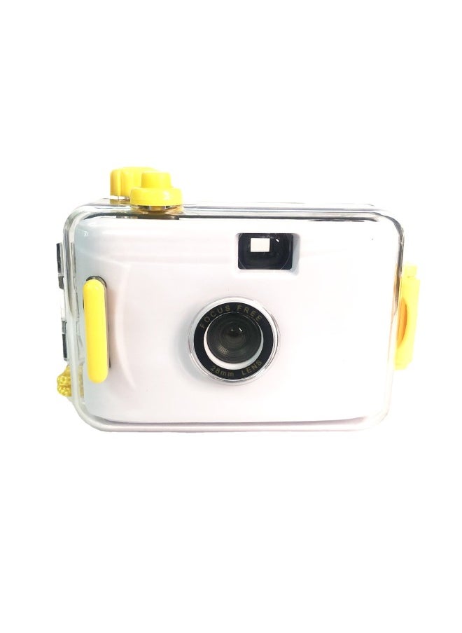 Light Yellow Shell Vintage Film Camera Cute Waterproof Multi-time Fool Camera Creative Student Gift Film Machine-Color:White Yellow Shell