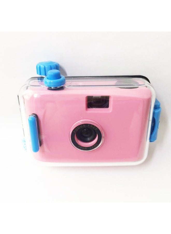 Dark Pink Blue Shell Film Export 35MM Waterproof Camera Retro Film Camera Can Be Selected In Various Colors With Patterns-Color:Dark Pink Shell