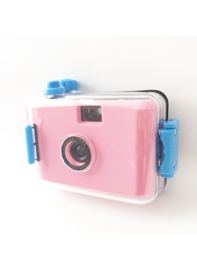Dark Pink Blue Shell Film Export 35MM Waterproof Camera Retro Film Camera Can Be Selected In Various Colors With Patterns-Color:Dark Pink Shell