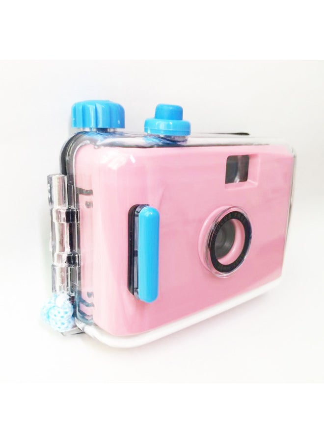 Dark Pink Blue Shell Film Export 35MM Waterproof Camera Retro Film Camera Can Be Selected In Various Colors With Patterns-Color:Dark Pink Shell