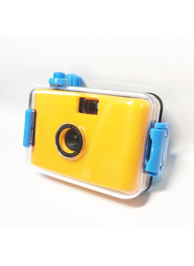 Yellow Blue Shell 35mm Film Waterproof Camera Retro Camera Adult Children Science Retro Collection Small Portable-Color:Yellow White Shell