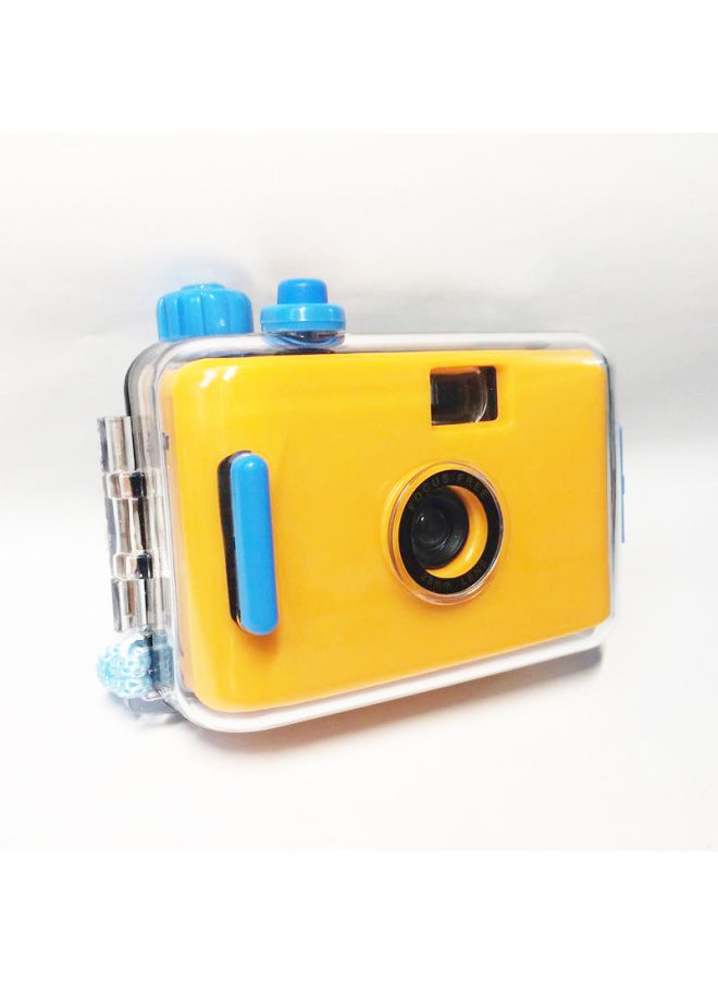 Yellow Blue Shell 35mm Film Waterproof Camera Retro Camera Adult Children Science Retro Collection Small Portable-Color:Yellow White Shell