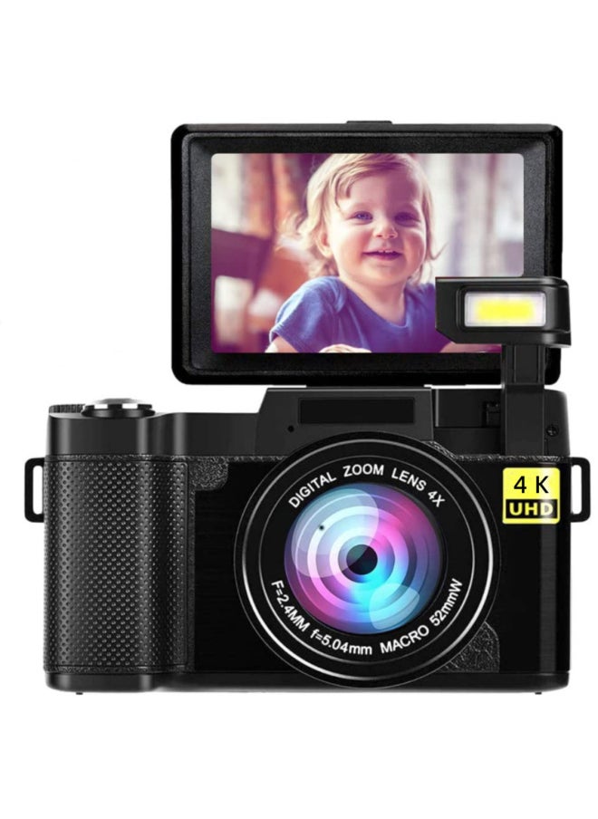 E-commerce Digital Camera Video Camera 48 Million Full HD 4K With Flip HD Screen R200S-Color:Black Standard Chinese Version