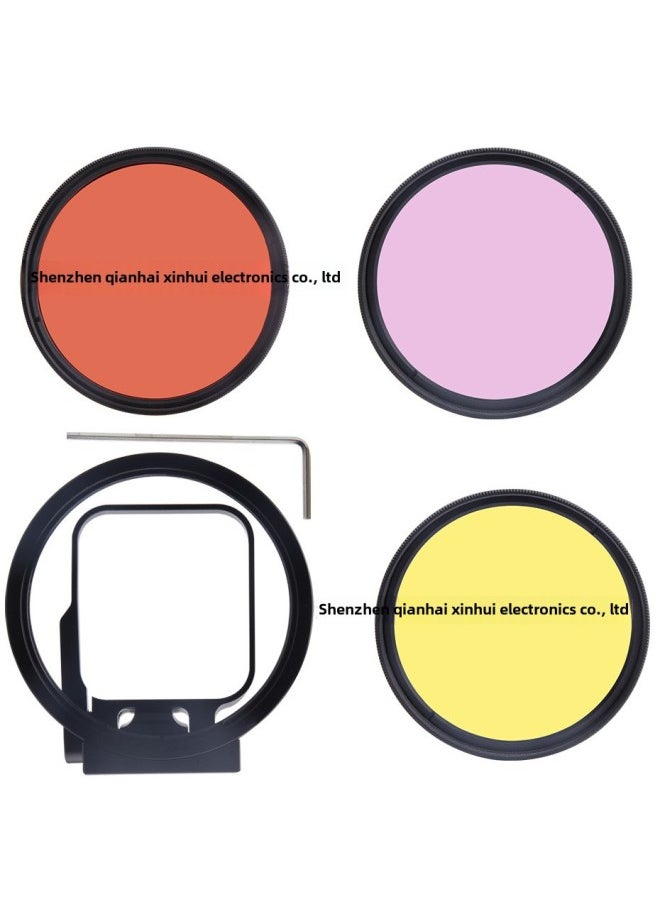 Gopro Hero7/6/5 Diving Red Filter Set Dog 7 Doubling Close-up Polarizer Macro Mirror Diving Accessories-Color:Diving Red + Diving Purple + 24X Macro Mirror