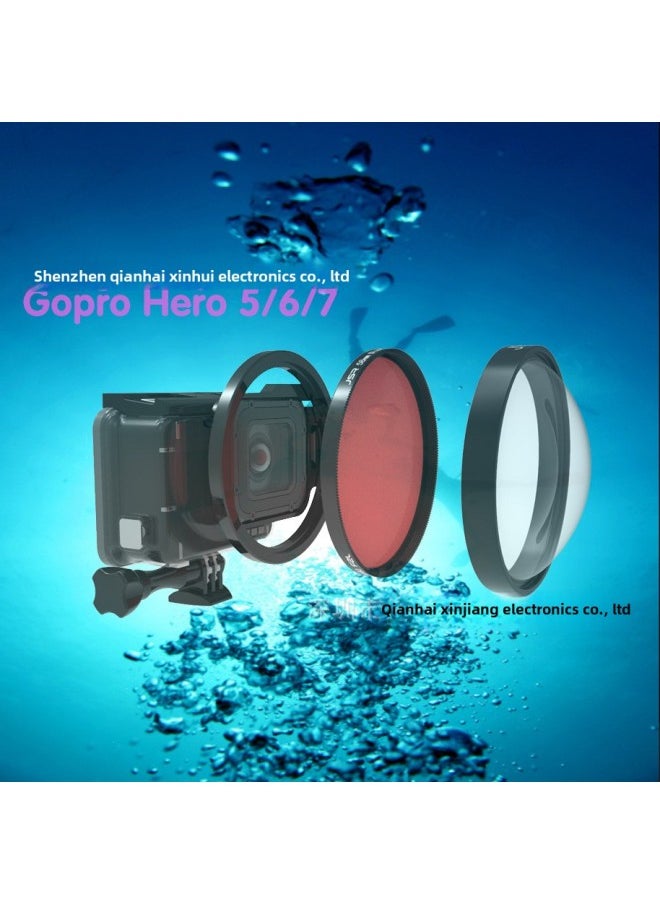 Gopro Hero7/6/5 Diving Red Filter Set Dog 7 Doubling Close-up Polarizer Macro Mirror Diving Accessories-Color:Diving Red + Diving Purple + 24X Macro Mirror