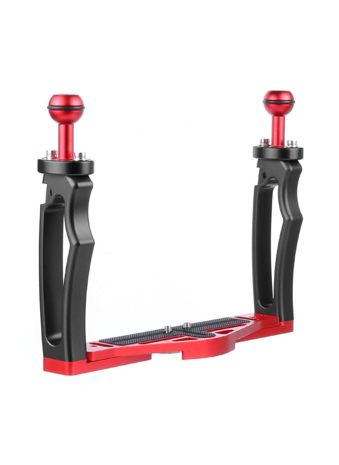 Aluminum Alloy Double Handheld Photography Diving Bracket Suitable For Micro Single SLR Camera Waterproof Case Adjustable Bracket-Color:Black