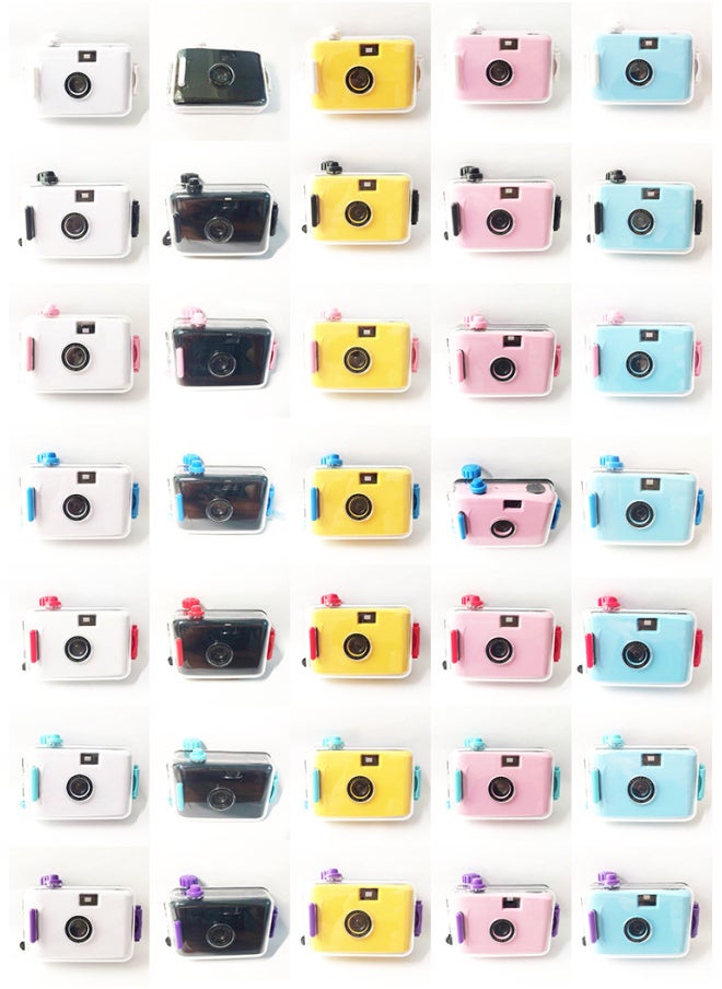 Red Blue Shell Fool Camera Birthday Gift Cute Retro Film Machine Scanning Film Camera Student Entry-level-Color:Message Color
