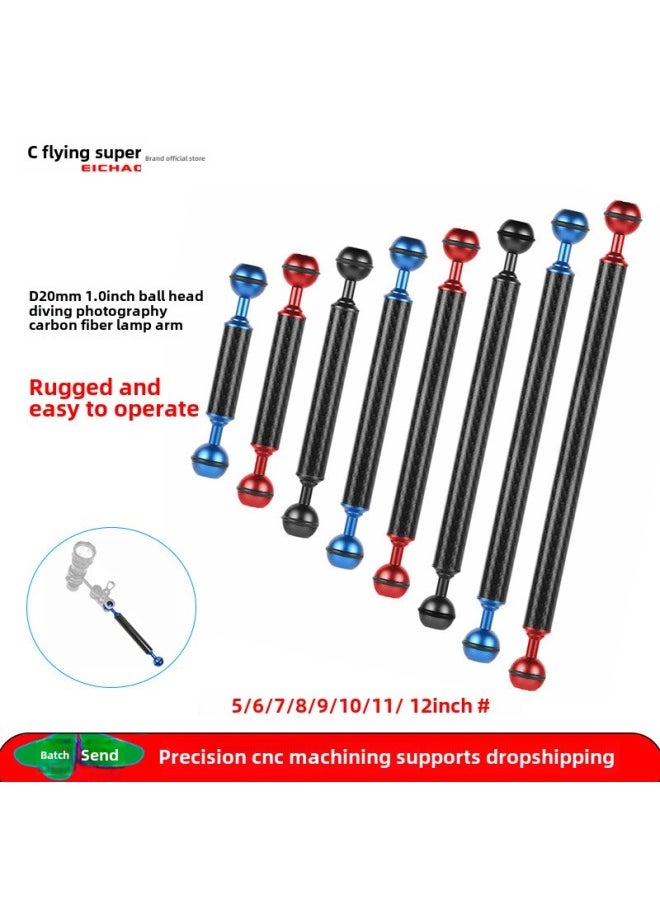 Flying Super Camera Diving Buoyancy Lamp Arm 5/6/7/8/9/10/11/12 Inch Lamp Arm D20mm Buoyancy Arm-Color:Diameter 20mm8 Inch Black